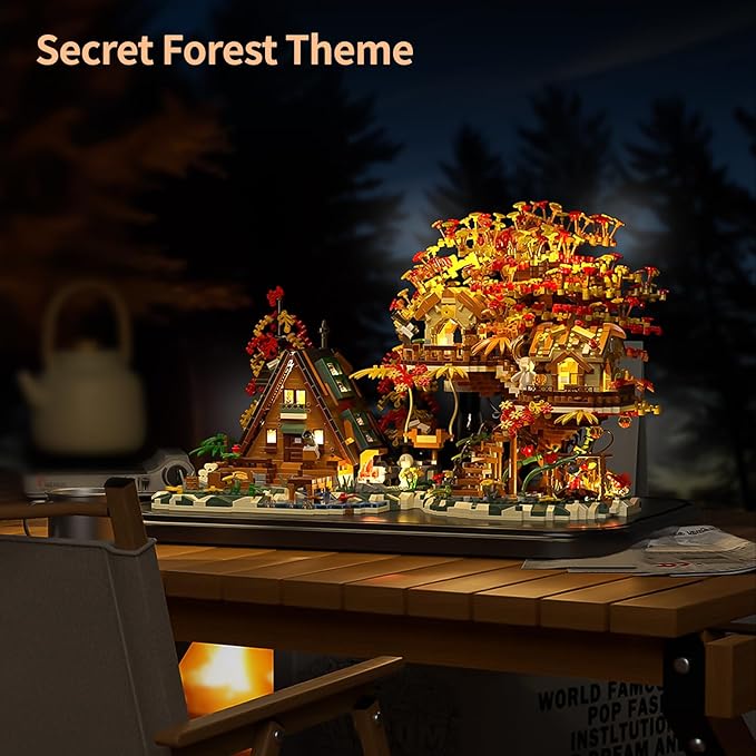 Treehouse Building Blocks Set with LED Lights-2725PCS Micro Bricks,Akino Forest Style Building Toy Kit,Miniature Tree House Model Decor,Ideal Birthday, for Age8+ Kids Adults
