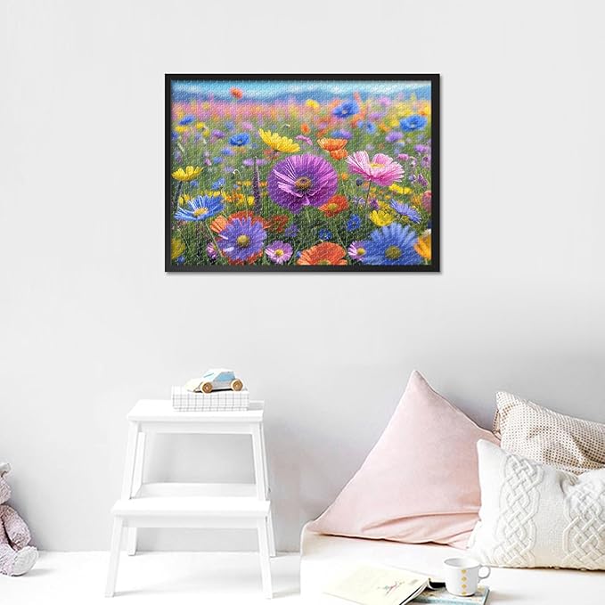 Jigsaw Puzzle 1000 Pieces for Adults, Colorful Meadow of Flowers Adult Jigsaw Puzzles, Flowers 1000 Piece Jigsaw Puzzle Challenging Game Toys, Finished Size 19.5 x 27.5 Inch