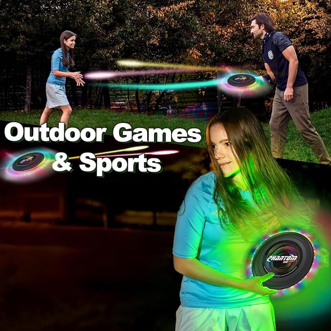Flying Disc with Million LED Colors Total 41 LEDs Powered, 35 Brilliant LED at Edge 13 Lighting Modes Waterproof Flying Ring, Camping for Kids Teens Aduits for Kids, Perfect Ages 6+