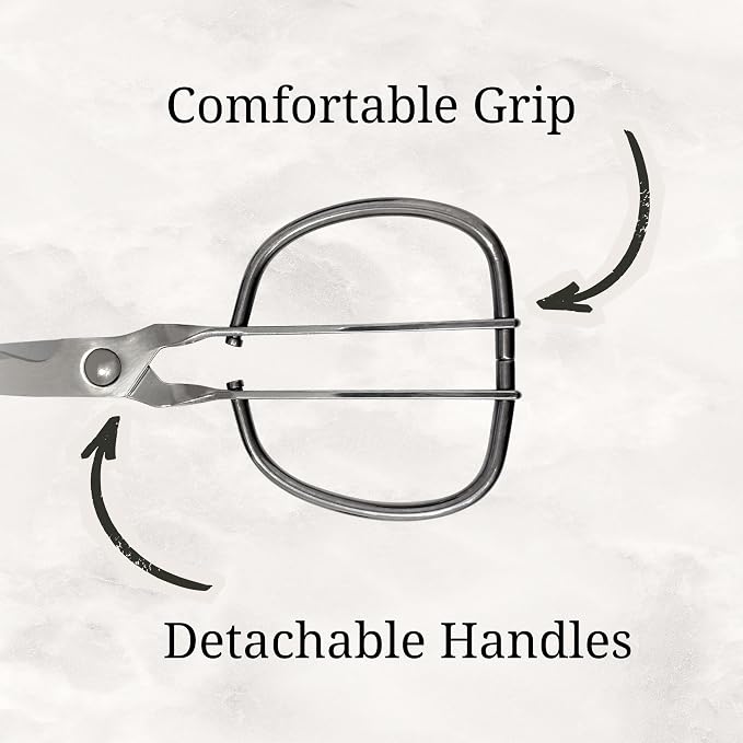 Heavy Duty Stainless Steel Detachable Scissors, Metal Scissors for Food, Professional Chef Shears Bone Cutting Meat Pizza Scissors Kitchen Utensils Come Apart, 9 Inch, Silver