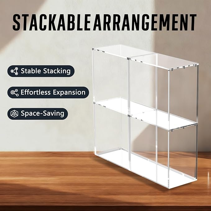 PKMN Booster Box Acrylic Case Magnetic - Ultra Thick 8mm + 5mm Acrylic Booster Box Protector Case Clear Display Stackable Hard Compatible with PKMN Booster Boxes with Strong Magnets Easy Top Loading