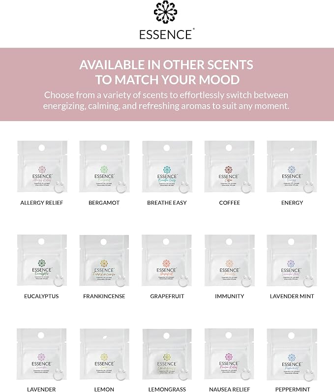 Essence Wearable Aromatherapy Nasal Diffuser – Allergy Relief Essential Oil Nose Ring – Personal Scent Clip for Travel, Work & Everyday Use – Made in USA (3 Pack)