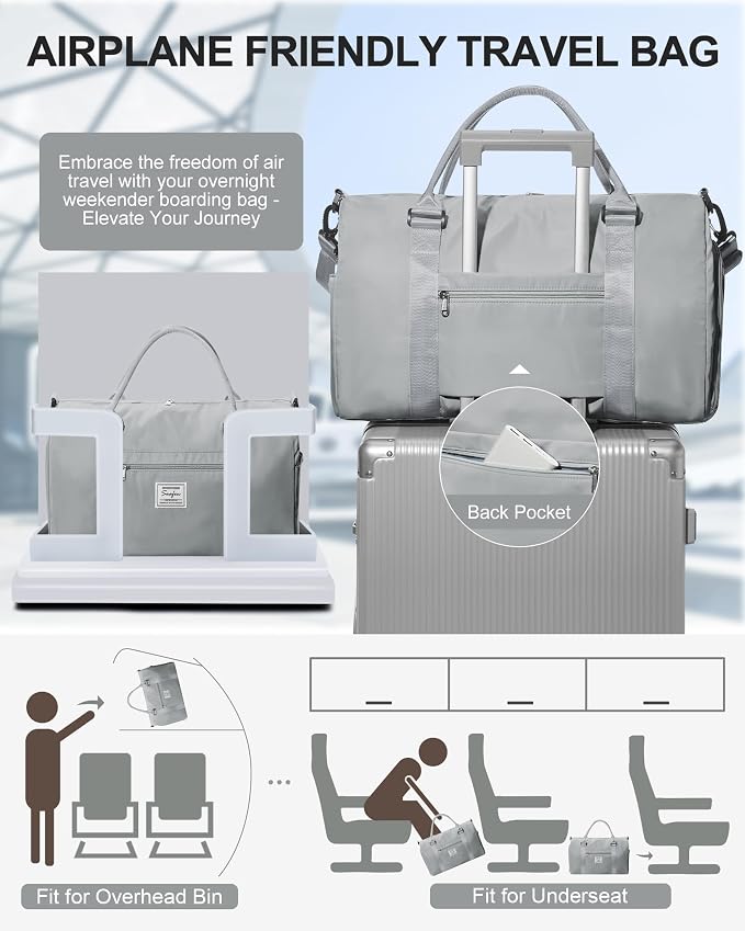 Gym Bag Womens Mens with Shoes Compartment and Wet Pocket Travel Duffel Bags for Women for Plane Sport Gym Tote Bags with Toiletry Bag Waterproof Weekend Overnight Carry on Bag Hospital Holdalls