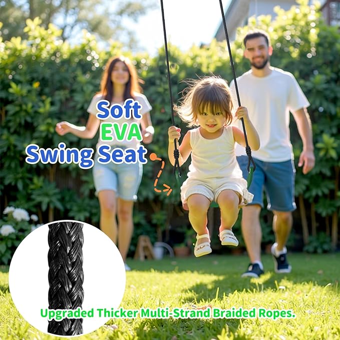 JYGOPLA 5-in-1 Metal Swing Sets for Backyard, Heavy Duty Outdoor Playground for Kids with 43" Platform Swing, Belt Seat, Climbing Rope Ladder, Rigid Ladder & Basketball Hoop