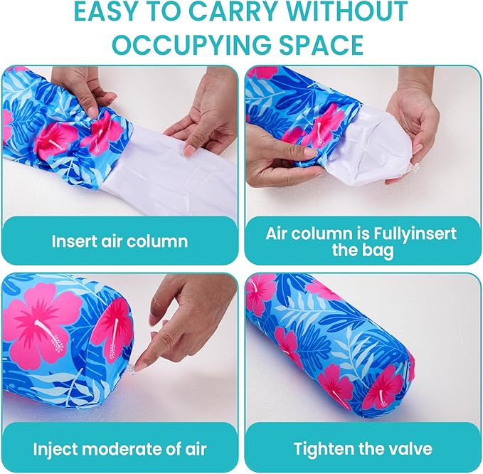 Inflatable Swimming Pool Noodle, 2 Pack Soft Fabric Quick Drying Covered Large Pool Floats Noodles, Premium Buoyancy Swim PoolFloats with Portable Storage Bag for Pool Party Toy