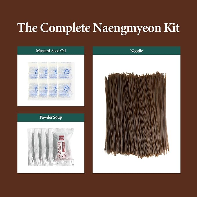 Wang Korean Cold Noodle Naengmyeon with Arrowroot, Simple and Savory, 22 Ounce, 4 Servings
