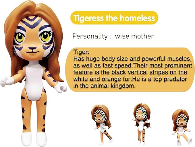 PLENTY MORE Forest Animal Theme Series Action Figure - 3.5 inches / 8cm Collectible Action Figure, Creative Animal Toy, Educational & Fun Play for Ages 3+, Safe & Non-Toxic (Tigeress The Homeless)