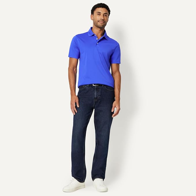 Amazon Essentials Men's Moisture Wicking Golf Polo Shirt, Short Sleeve, Slim-Fit, Quick-Dry, Active Wear