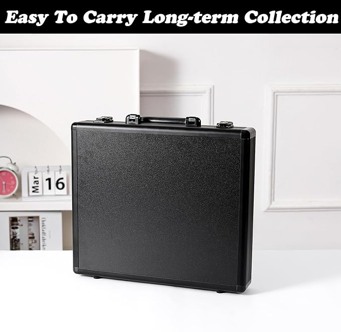 Azamou Toploader Binder for Trading Cards, Hard Cases, Holds 216 Toploaders, 9 Pocket Sleeves for 3" x 4" Cards (Black 216-Toploaders)