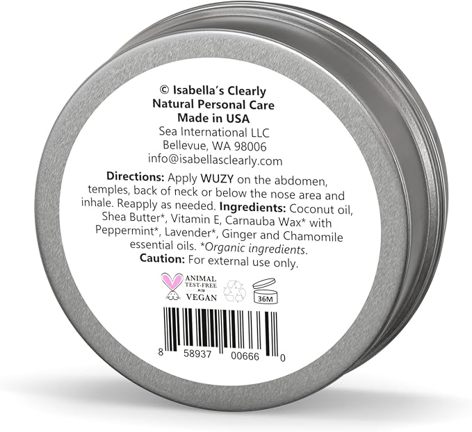 Clearly WŪZY, Aromatherapy Rub for Morning and Motion Sickness, Dizziness, Travel, Pregnancy | Natural Remedy with Ginger, Peppermint, Lavender | Made in USA