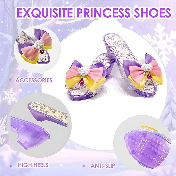 Princess Dress Up for Girls 4-6,Kids Princess Shoes Pretend Play Toys,Beauty Birthday Gifts for 3 4 5 6 Year Old Girl