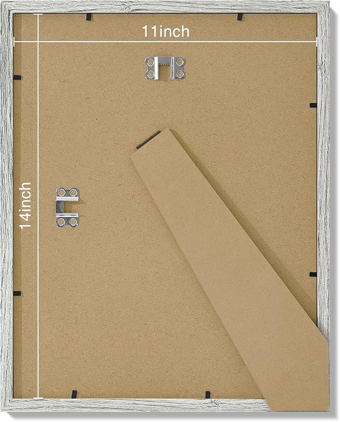 Vittanly 11x14 Picture Frames Set of 9 for Wall Mounting, Grey | Display Pictures 8x10 with Mat or 11x14 without Mat, Engineered Wood with Shatter Resistant Plexiglass, Gallery Photo Frames