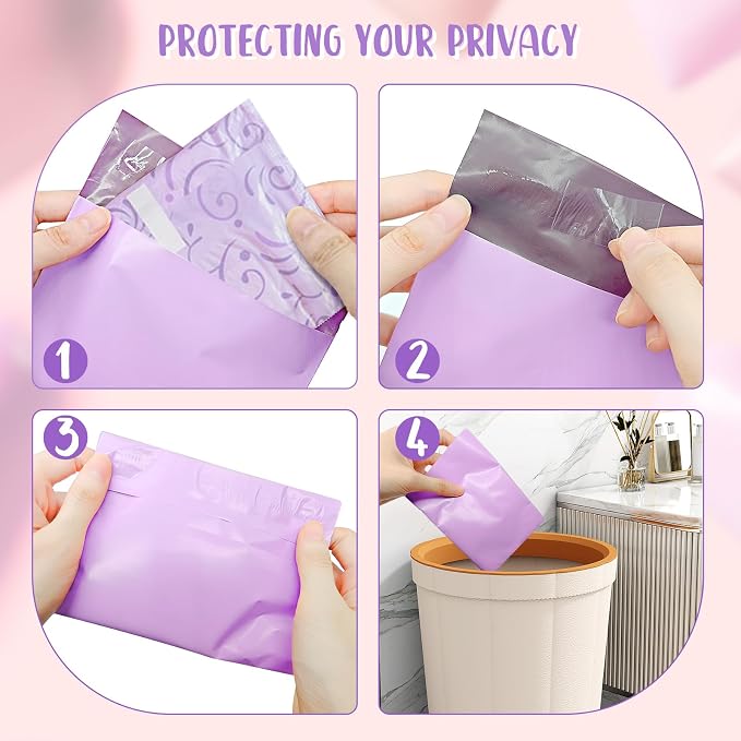 Sanitary Napkin Disposal Bags - Block Odors, Great Adhesion, Perfect Size - Feminine Hygiene Disposal Bags for Tampons and Pads 100Pcs (Purple)