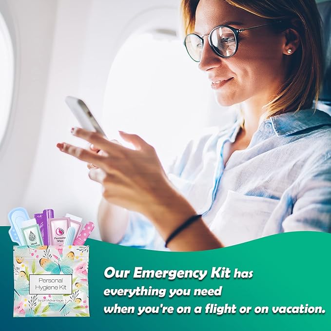 Butterfly Style Menstrual Kit All-in-One 100 Pack | Convenience on The Go | Period Kit Pack for Travelling, Tweens & Teenagers or just When You’re Out | Individually Wrapped Feminine Hygiene Product