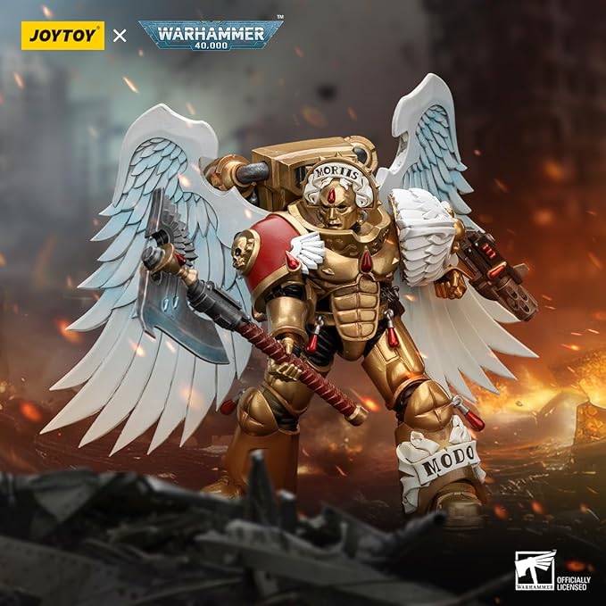 JOYTOY Warhammer 40K 1/18 Action Figures, Blood Angels Sanguinary Guard with Encarmine Axe and Inferno Pistol for Collectors & Decor, Ideal Gift for Christmas, Character Figure - JT7172