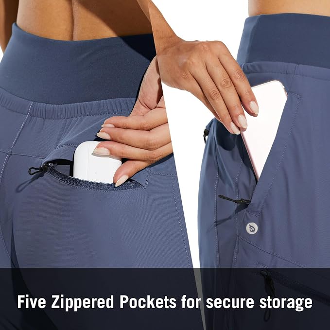 baleaf Womens Lightweight Hiking Pants Water Resistant Quick Dry Joggers with 5 Zipper Pockets UPF 50+ for Travel Hiking