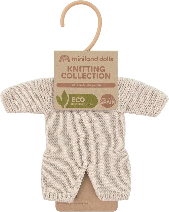 Miniland Clothes for Dolls 8 1/4'' Knitted Pajama Linen Color - ECO, Made in Spain, Quality, Role Play, Educational