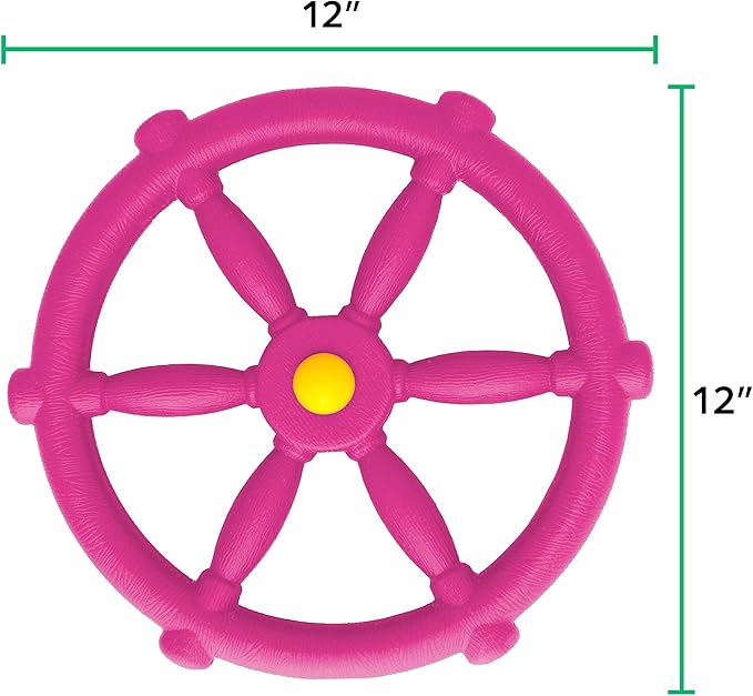 Jungle Gym Kingdom Swing Set Accessories - Pirate Ship Steering Wheel for Kids Outdoor Playhouse, Treehouse & Backyard Playset - Playground Equipment (Pink)