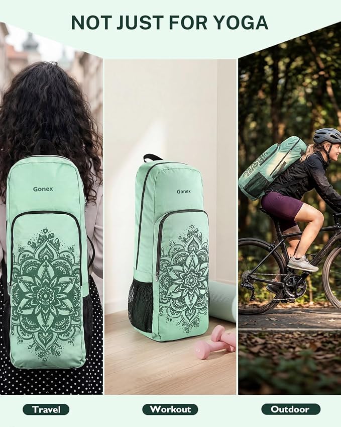 Gonex Yoga Mat Bag, 2 Carry Ways Yoga Backpack with Wet Compartment Metal Zippers for Women Men, Large Capacity Yoga Mat Carrier for Yoga, Gym, Travel