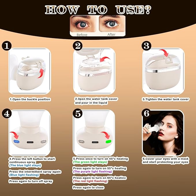 Johncase Heated Eye Sprayer for Dry Eyes Relief Mist Steamer Portable Warm Compress Eyes Mister for Eyelid,Eye Skin SPA Eye Steam Relief Dry Eyes and Stye Mini Eye Drops Tool