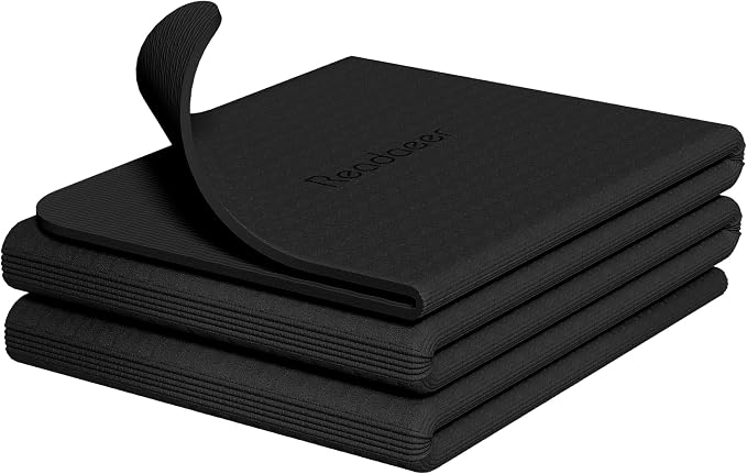 Readaeer Foldable Yoga Mat for Travel Folding Yoga Mat 6mm Thick with Carrying Bag, Non-Slip TPE Exercise Pilates Mat for 72" L x 24" W x 0.24 Inch