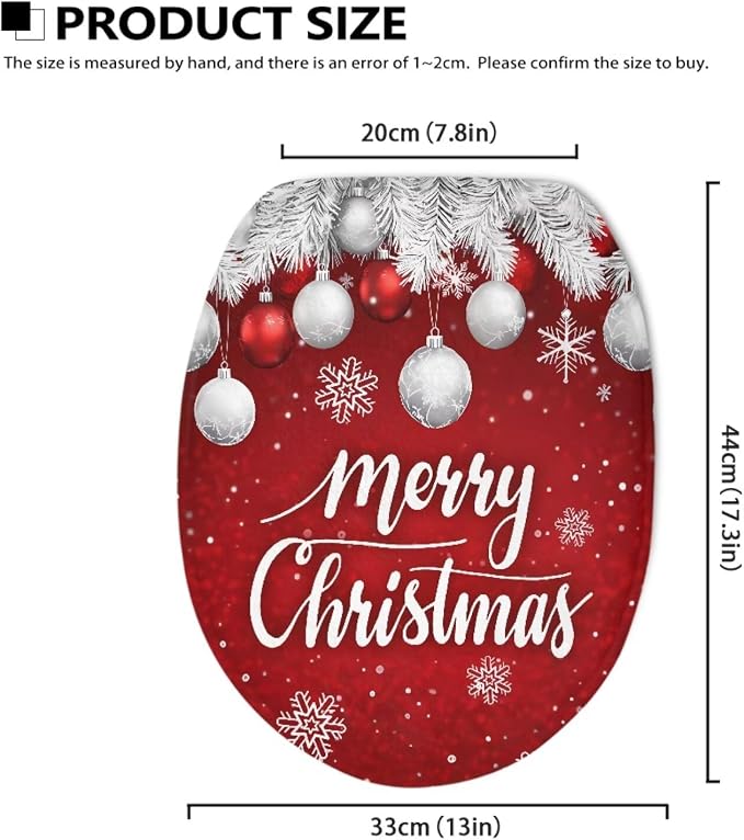 Christmas Snowflake Toilet Seat Lid Cover Christmas Decorations for Bathroom Snowflake Toilet Seat Lid Covers with Elastic Band Universal Toilet Tank Cover Replacement