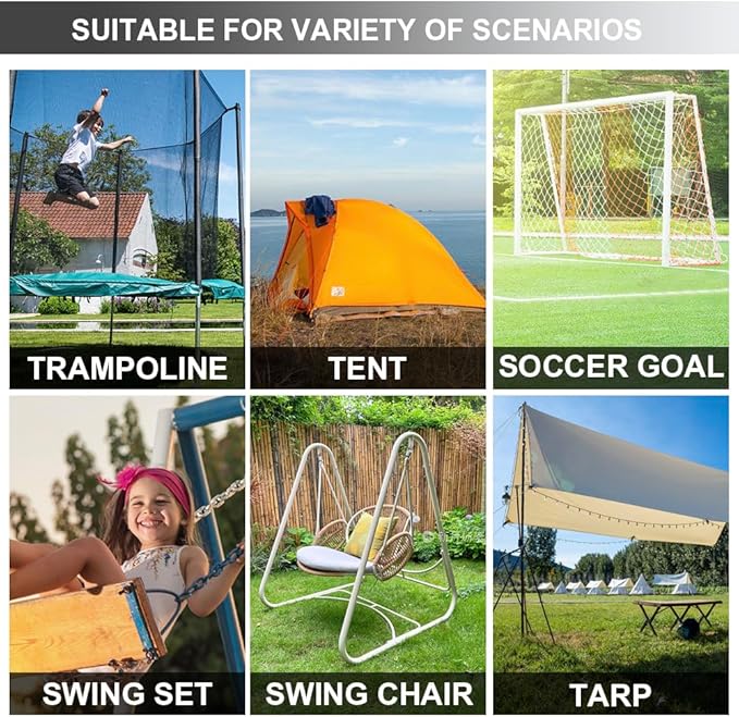 EURMAX USA Windproof Trampoline Stakes Anchor Kit-4pcs Steel Corkscrew Anchor,Heavy Duty Tie Down Kit with T-Hook&Reinforced Safety Straps,Secure Weatherproof Protection for Trampolines,Tents&Playsets