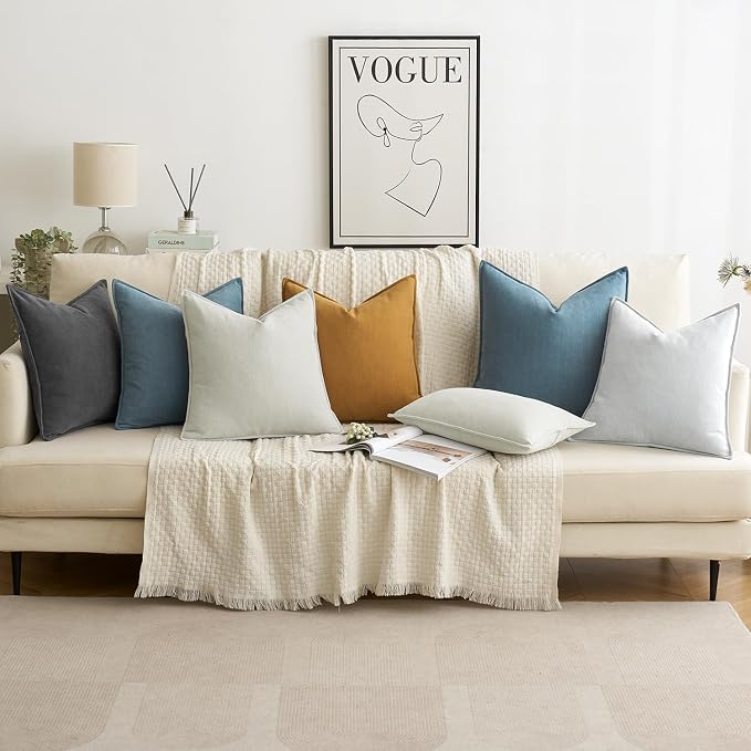 MIULEE Pack of 2 Cream White Decorative Chenille Pillow Covers 20x20 Inch | Soft Couch Throw Pillows,Farmhouse Cushion Covers with Elegant Design for Sofa,Bedroom,Living Room,Spring Home Decor