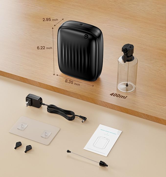 Waterless Essential Oil Diffuser - Whole-Home Scent Cold Air Diffuser Up to 3000sq.ft for Large Home Office Hotel - Adjustable Intensity & Time, App & Panel Control - Quiet, Wall Amount