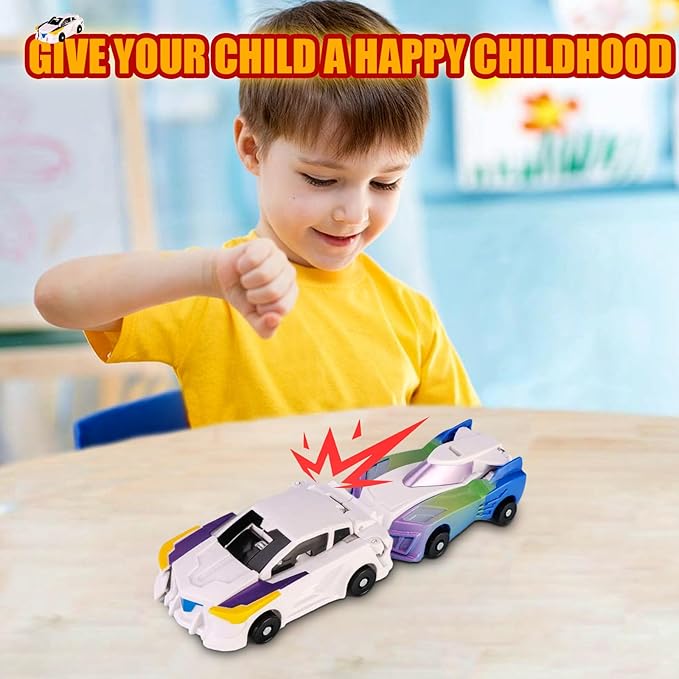 Collision Transforming Dinosaur Car Toy,Transformation Car Toy, 2in1 Magnetic Dinosaur Transformer Cars for Boys & Girls Party Favors Gift for Birthday, Christmas (Blue)