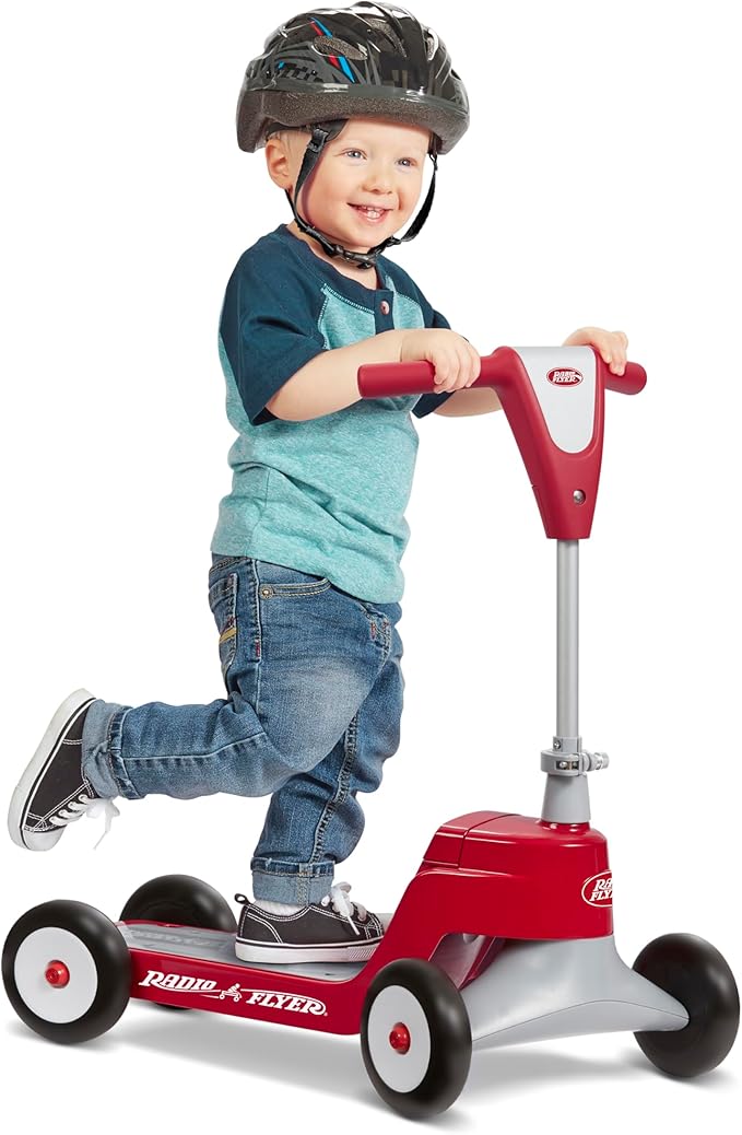 Radio Flyer Scoot 2 Scooter, Red, for Kids Ages 1-4, Ride On Toy or 4-Wheel Kids Scooter, Durable Wheels and Frame, Converts Easily with Flip Deck, Toddler Ride On Toys
