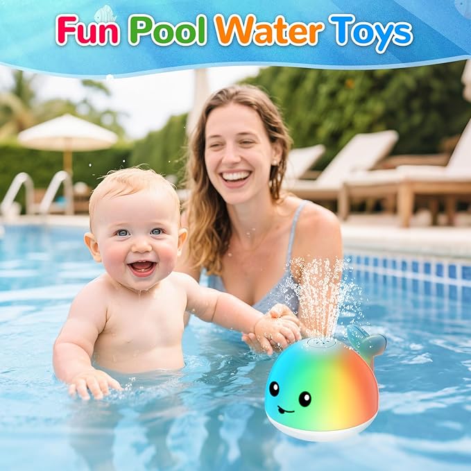 Baby Bath Toys, Light Up Whale Bath Toy Sprinkler for Babies 6-12-18 Months, Bath Toys for Kids 1-3, Toddler Fountain Bathtub Toys, Valentines 1 2 3 Year Old Boys Girls Birthday Gifts