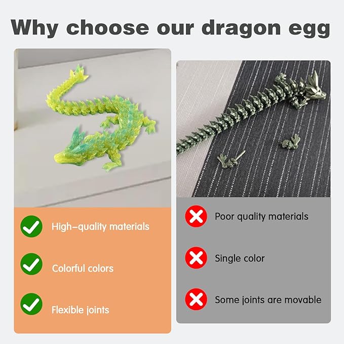 3D Printed Dragon Egg with Articulated Dragon Inside, Fidget Toys for Adults Stress Relief, Unique Dragon Figurine Toys Birthdays Kids Valentines Day Gifts for School (Laser Violet)