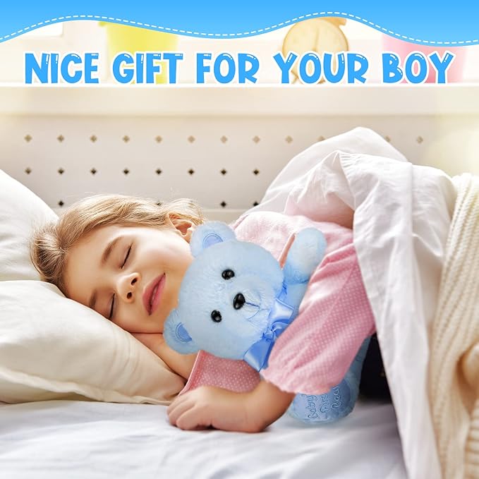 Chalyna 10 Inch Bear Animal Gift First Bear Baby Shower Plush Toy Stuffed for Shower Wedding Birthday Christmas Favor(Blue)
