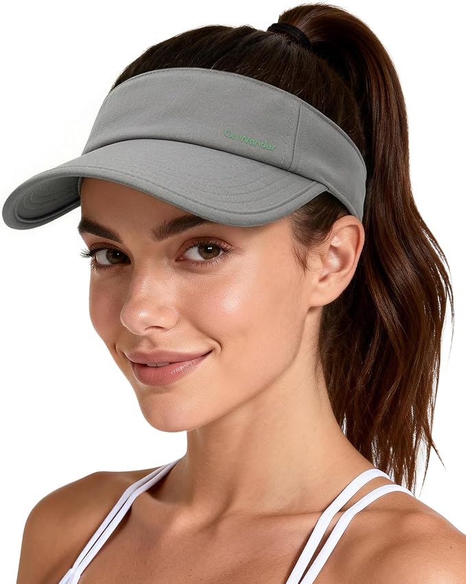 Sun Visor Hats for Women Men - Wide Brim Quick Dry Adjustable Hat | Upf 80+ Sun Protection Sport Hat, Cooling Sweatband; Breathable Quick-Dry Fabric Visors for Running, Tennis, Golf, Sports