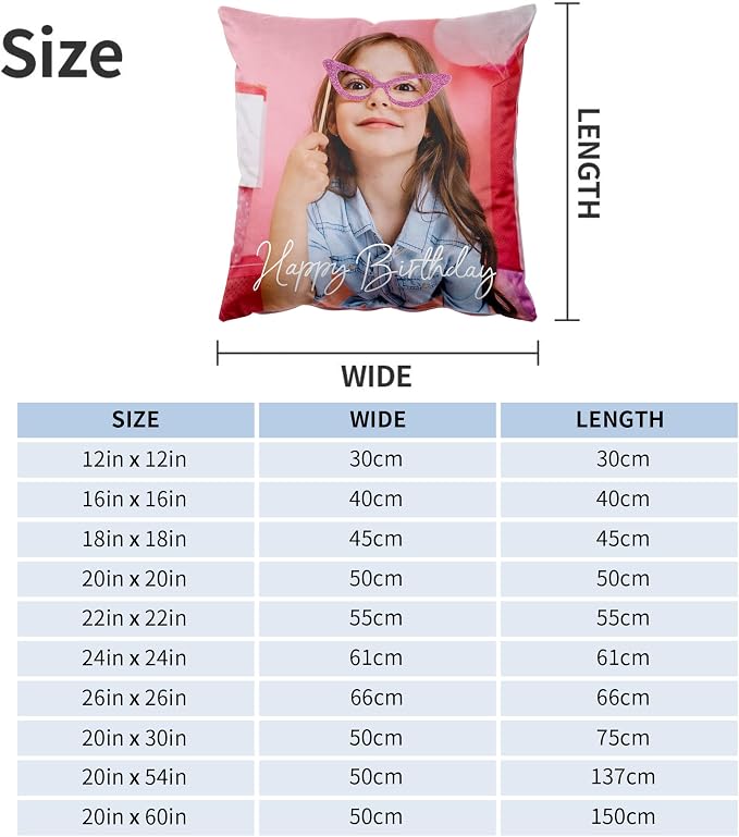 Easycosy Custom Velvet Pillow Cover, 24"x24", Personalized Photo & Text, Two-Sides, Multicolor, Modern, Love, Holiday, Home Office, Living Room, Customizable, Machine Wash