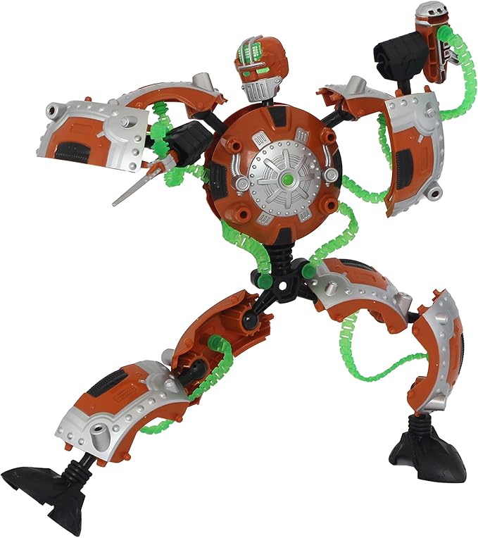 Giga Bots - SCRAPBOT | Energy Core Transforms Into 13 Inch Action Figure | Chief Builder & Mechanic | Unique Toy Combat Attachments and Skills | Includes 33 Buildable Pieces