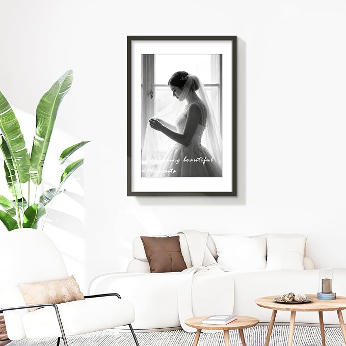 Picrit 24x36 Poster Frame Set of 12, Display 20 x 30 with Mat or 24 x 36 without Mat, Photo Picture Frames for Wall Mounting Display, Black