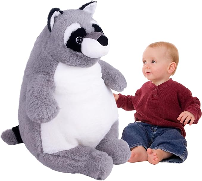 ARELUX Giant 22in Big Raccoon Plush Large Stuffed Animal Hugging Pillow: Soft Jumbo Sleeping Body Warm Fluffy Pillow Adorable Chubby Plushie Toy Gifts for Boys Girls