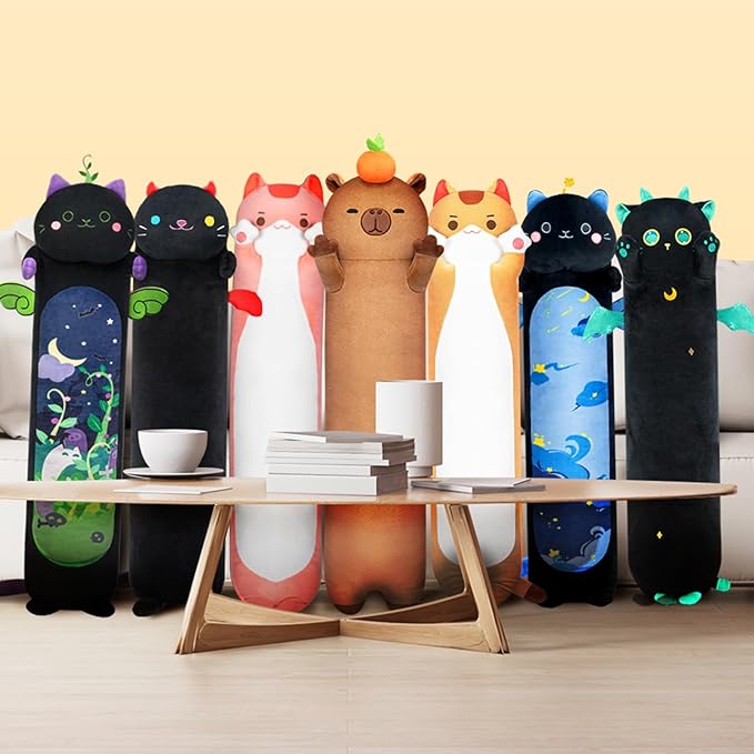 Long Capybara Plush 5 Sizes, 120% Extra Filling Giant Plushness Kids Body Pillow, Kawaii Cute Capybara Stuffed Animals Plushies, Big Long Body Pillow Cat Plush Gift for Girls 20”