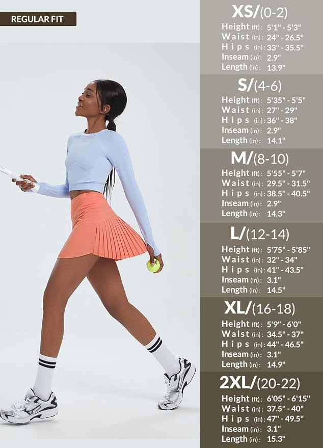 baleaf Tennis Skirt Pleated Golf Skorts with 3 Pockets | 14", Built in Shorts, High Waisted, Anti-slip Strip, Lightweight, for Athletic, Workout, Pickleball, Skorts for Women