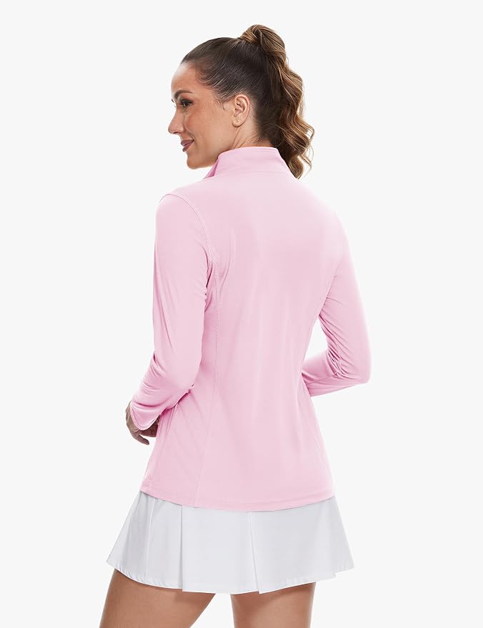TACVASEN Women's Quarter Zip Pullover Golf Shirts UPF 50+ Long Sleeve Sun Shirts UV Protection Workout Tops