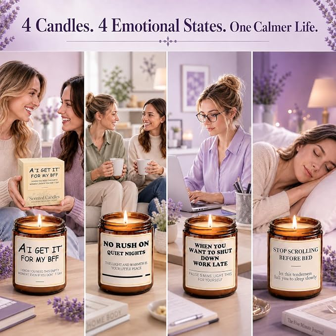 Lavender Candle for Relaxation - Aromatherapy Candles for Stress Relief & Sleep - 7oz Soy Candles for Home Scented, Calming Candles Gifts for Women Soothing Relaxing - Stop Scrolling Before Bed