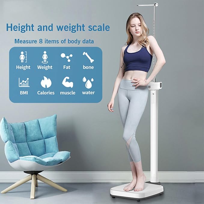 Digital Body Weight Scale - Step-On Weighing Machine for Muscle Composition and Height Measurement - Physician-Grade Scales for Gym Use