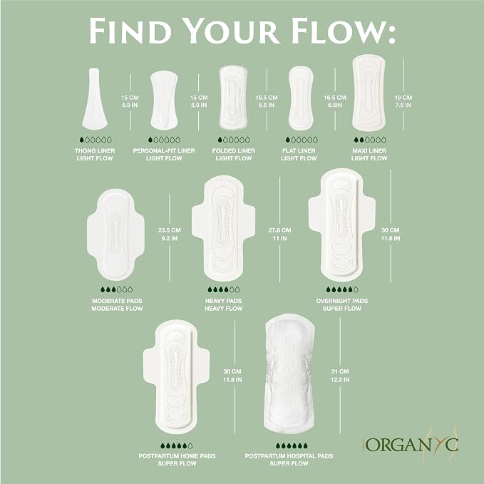 Organyc 100% Certified Organic Cotton Inside and Out Flat Panty Liner - Everyday Sanitary Pad, Free from Wood Pulp, Perfumes, SAP and Chemicals - Maxi Flow, 20 Count