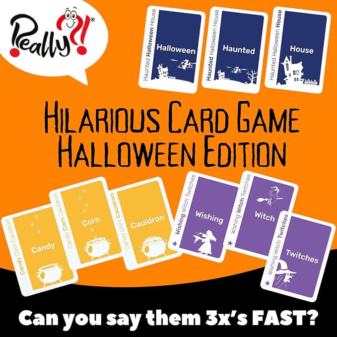 Halloween Games for Kids and Adults, Trick or Treat Tongue Twisters Card Game, Party Games, Fun Travel Size, Educational Family Games, Speech Language, Unique Gifts
