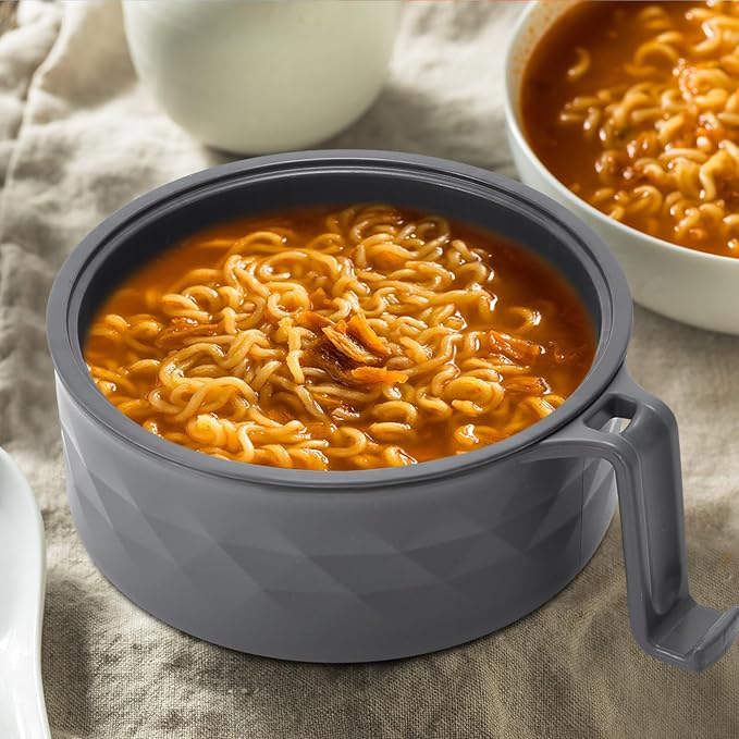 6 Sets Microwave Ramen Bowl Bulk 40 oz Wheat Straw Instant Ramen Cooker Set Portable Noodle Cooker with Handle Spoon Chopsticks Fork for College Dorm Room Gift (Elegant Colors)