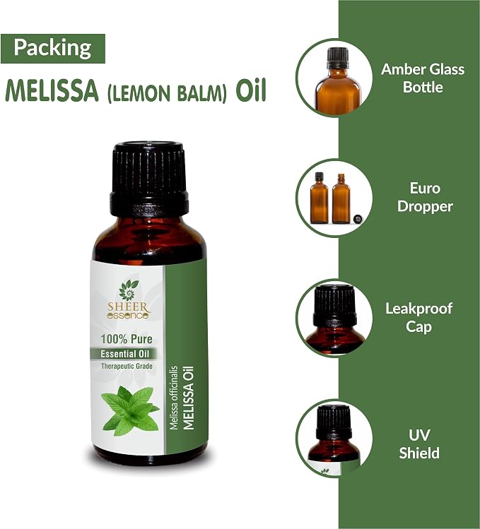 Melissa (Lemon Balm) Oil (Melissa Officinalis) Essential Oil 100% Pure Natural Undiluted Uncut Therapeutic Grade Oil 0.33 FL.OZ