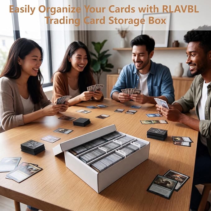 RLAVBL 1 Pack Trading Card Storage Box, 2400 Count Cardboard Card Boxes with Dividers for Sports, MTG, TCG, Toploader, 3 Row