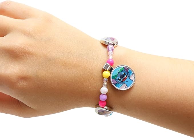 Tara Toys Disney Stitch Charm Bracelet Activity Set – 408-Piece Jewelry Kit for Girls with Beads, Charms & Cords – DIY Friendship Bracelet Craft for Kids Ages 3+ – Official Disney Licensed
